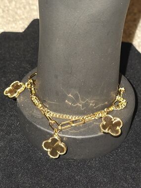 22kgp Dubai Jewelry Gold Four-Leaf Charm Bracelet - Women Jewelry